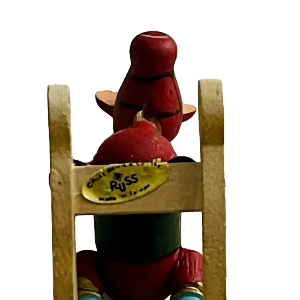 Russ Country Antique Ornaments Wooden Rocking Horse Red